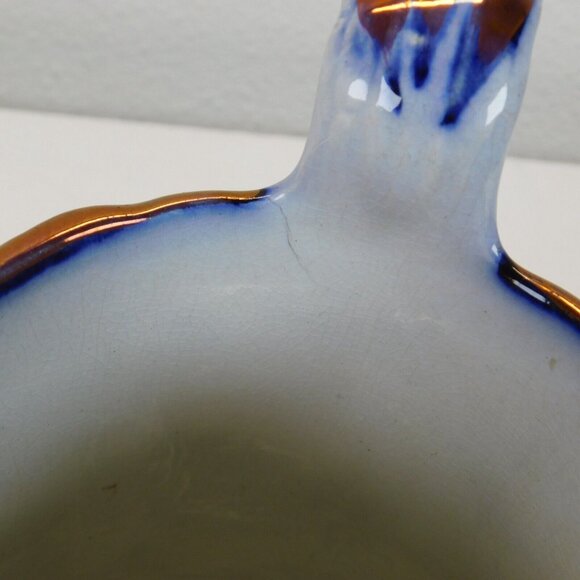 Antique Flow Blue Ceramic Copper Luster Commemorative Jug Cambell Havelock FLAW - Picture 10 of 14